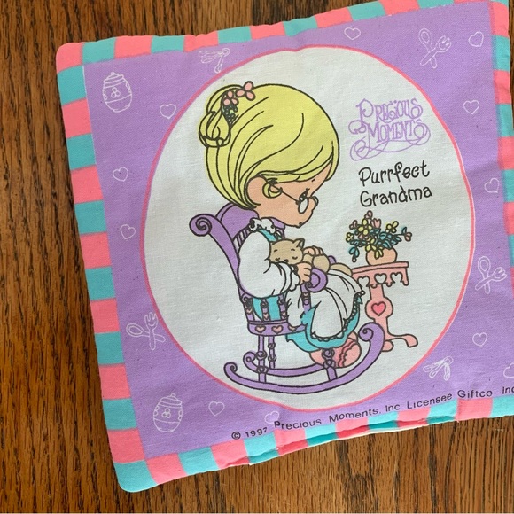 Vintage Precious Moments—Purrfect Grandma Cotton Square Pillow (1997) RARE HTF - Picture 2 of 3